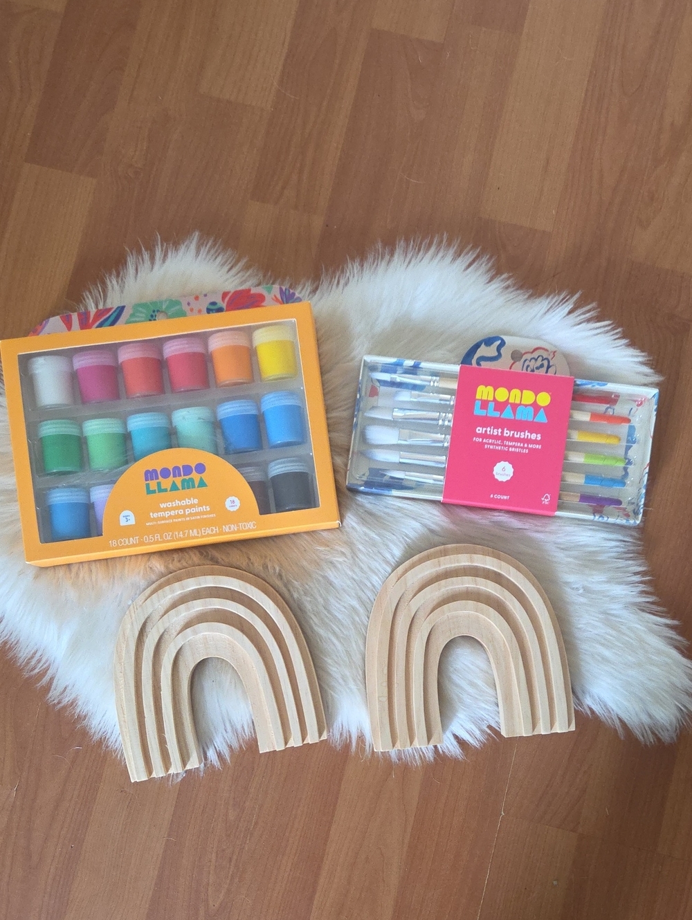 Mondo Llama Kids Paint Set with Brushes Wood Craft